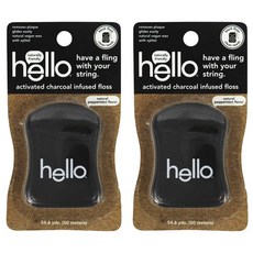 Hello 活性炭牙線 50m 薄荷味, 2個, 1個裝