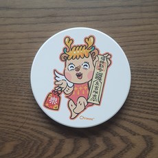 赤毛族X親糸制藝所 八海平安陶瓷吸水杯墊 圓形可愛圖案 桌面防滑保護 台灣文創設計