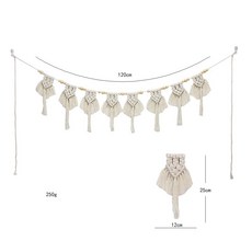 台灣現貨 手工編織流蘇掛飾 波西米亞風佈置拉旗 露營美學裝飾掛飾 新生兒攝影道具, B款【繩長:120cm】