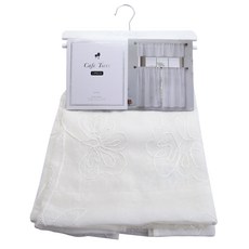 HOME MAISON Katniss Cafe Tears 廚房窗簾 2 件套, 白色的