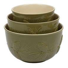 DESIGN IMPORTS 松果攪拌碗 3 件套, 橄欖綠