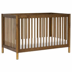 Babyletto Gelato四合一成長型嬰兒床加天絲棉抗菌床墊組, 核桃木色／金腳