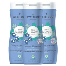ATTITUDE 艾特優 Little Leaves 2合1洗髮沐浴露 藍莓香, 3瓶, 473ml