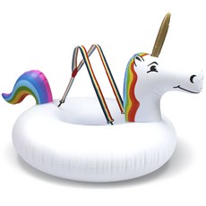 GoFloats 造型充氣泳圈 獨角獸款+彩虹吊帶, 1個, 混色