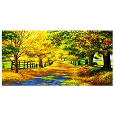 黃金大道手繪油畫 60 120cm(VF-135), 詳見包裝, 黃金