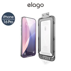 elago iPhone 16 Pro 全屏防指紋9H防爆玻璃螢幕保護貼 附貼膜神器, 1個