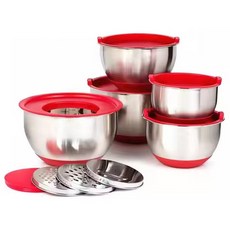 304不鏽鋼打蛋盆 (附防濺蓋/矽膠底/手柄/刻度), 1個