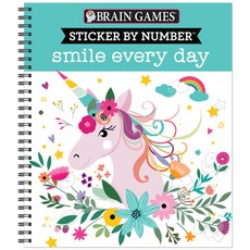 (英文圖書) Brain Games - Sticker by Number: Smile Every Day Spiral, Publications International,..., 英文, 螺旋裝