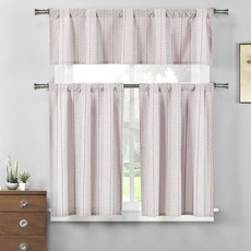 首頁 Maison Kylie Cafe Tears 廚房窗簾 2 件套, 酒紅+白