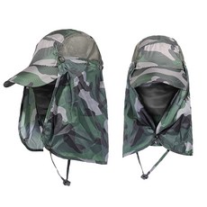 多功能防曬帽 可拆卸 防水戶外帽 男女 防紫外線 防UV 漁夫帽 遮陽 釣魚帽 戶外必備, 軍綠迷彩