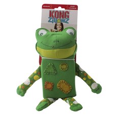 KONG 青蛙造型寵物發聲玩具 L號, 1個, 綠