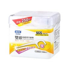 刷樂 雙線超細滑牙線棒250支/盒 (附贈隨身盒) 高拉力 不卡牙, 1個, 250個裝, 2mm