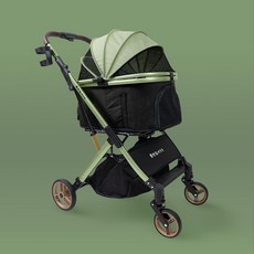 可拆卸尊絕寵物推車 特大座艙 附贈杯架 寵物外出推車(狗狗推車 貓咪推車 承重25KG), 橄欖綠