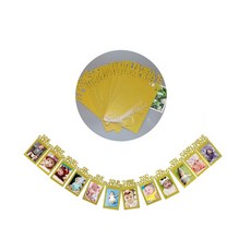 粉色閃亮寶寶週歲相片拉旗，每月成長記錄裝飾，派對慶生必備, 金