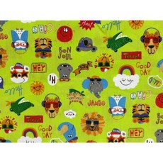 WAKU WAKU 塗鴉動物棉布 手作拼布材料 綠色 每尺60元, 詳見包裝