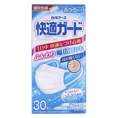 Hakugen Earth 白元 舒適防護不勒耳寬版柔軟耳帶不織布口罩 一般尺寸, 1個, 白色