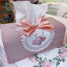 現貨速發 義大利絨珍珠面紙盒 粉色/水藍色 蝴蝶結 裝飾 歐式 宮廷風 面紙盒 居家生活 裝飾 藝術擺件