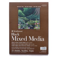 Strathmore 絲蒂摩400系列綜合媒體本9*12吋(黑/膠裝) - 多媒材適用，激發無限創意, 9*12/