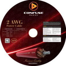 CONFUSE AUDIO 車用電源線材 2AWG汽車音響電源線 高純度無氧銅 PVC絕緣 40米, 1個