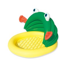Bestway 大嘴魚嬰兒泳池 52162，趣味造型，安全材質，底部充氣，寶寶戲水首選, 黃+綠