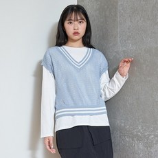 LOVETOXIC 女童款網眼針織背心+內搭長袖上衣套裝