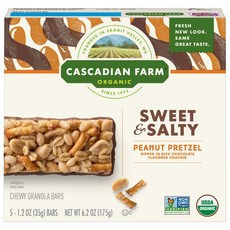 Cascadian Farm 格蘭諾麥片穀物棒 花生椒鹽捲餅風味 5入裝, 1盒, 175g