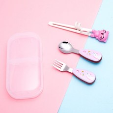 304不銹鋼卡通學習筷餐具套裝，寶寶學習筷/輔食勺叉，兒童學習餐具