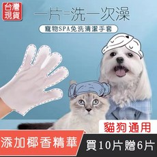 寵物免洗手套 貓咪清潔濕巾 寵物乾洗神器 貓犬洗護除臭清潔濕巾用品 單片裝 (買10片贈6片), 10個, 1個裝