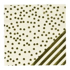 Cakewalk 紙質晚餐設計餐巾 條紋與圓點, 1個, 金子