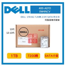 DELL 伺服器專用 400-AEFD 1TB 6G 7.2K轉 2.5吋 SATA 附支架 全新盒裝 0W4NCV