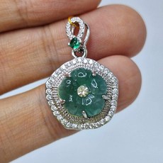 天然翡翠藍水小花 925銀鑲 A6672087, 詳見包裝