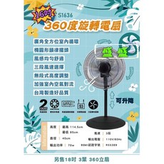 雙培林 16吋 360度外旋式循環扇, S1636