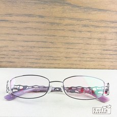 SOFIA 彈性鉸鏈 紫色浪漫鏤空不鏽鋼金屬光學眼鏡 長方半框 SF1006