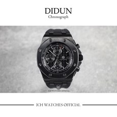 美國DIDUN經典八角離岸型計時腕錶，全黑時尚設計，精準計時功能，展現成熟魅力