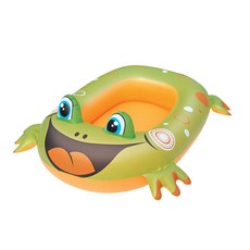 Bestway 池塘派對充氣小船 34085，兒童趣味青蛙造型泳池充氣船，安全耐用，夏日水上玩具首選, 單色