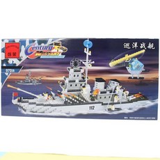 啟蒙積木 112 巡洋戰艦積木(大) 約970片 軍事模型積木玩具, 一盒入