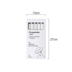 Mii厝邊 北歐風素色餐筷餐具 便攜餐具 西餐餐具 陶瓷餐具, 純白筷子, 1套, 【5雙禮盒組】