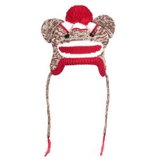 The Worthy Dog 襪猴寵物帽, 棕色+紅色+白色, 1個