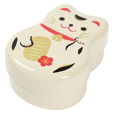 HAKOYA 招財貓造型雙層餐盒 14.8*11*6.8cm, 1個, 白色