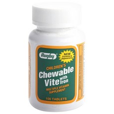 RUGBY 維生素加鐵咀嚼錠, 1罐, 100顆