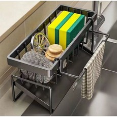 免打孔廚房瀝水置物架, 1個, 黑色、白色
