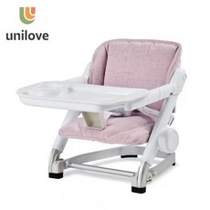 unilove Feed Me 攜帶式寶寶餐椅 皮革椅墊, 浪漫粉