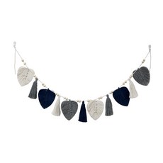 台灣現貨 露營美學手工編織葉子流蘇掛飾 新生兒拍照攝影道具 戶外棉繩裝飾掛飾 野餐裝飾, 深灰色