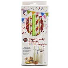 Norpro 紙質派對吸管 一般直式吸管 19.5cm, 嘉年華, 1個, 200入