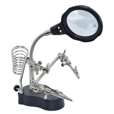 帶LED燈放大鏡全金屬電烙鐵架維修工具組手機電子維修台, 1個, 詳見商品包裝