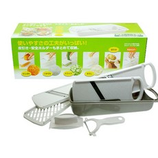 KAI 貝印 料理工具組 切片 切絲 條狀 磨泥 削皮 安全護手 多功能, 灰色