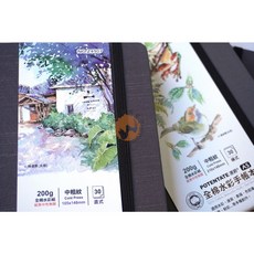 遵爵全棉水彩手帳本，插畫家水母聯名，中粗紋理，A5/A6尺寸，200g厚度，直式/橫式可選, A6橫式/中粗(Z4909)