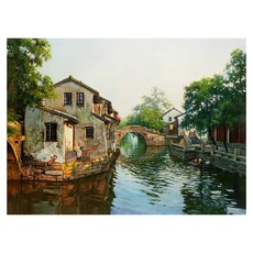 御畫房 江南水鄉手繪油畫 80x110cm VF-64, 詳見包裝