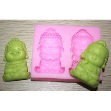 anny's shop C5-17笑臉菩薩矽膠模具 (一模二入) 矽膠材質 易脫模 耐高溫
