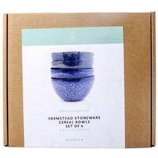BAMBECO Farmstead 粗陶穀物碗 8.25 x 14cm 4 件, 1個, 藍色
